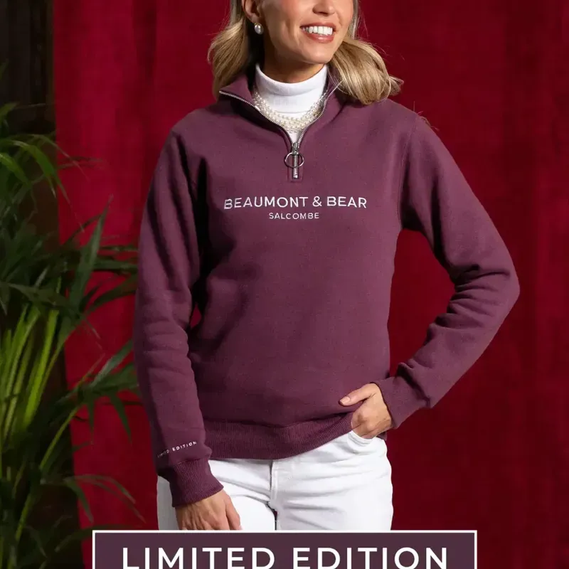 Beaumont and Bear Kingswear Limited Edition Unisex Quarter Zip Berry-1