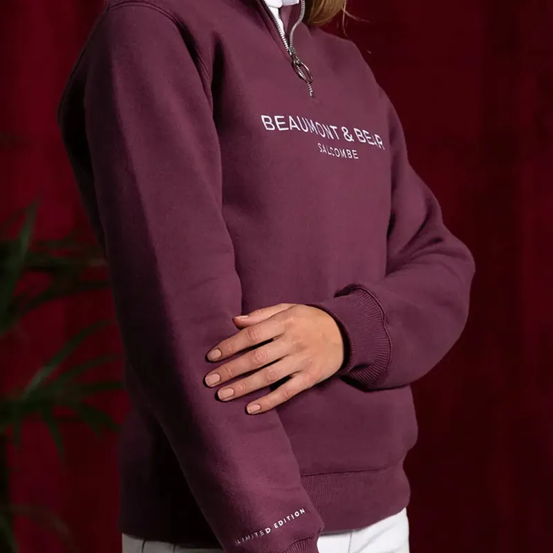 Beaumont and Bear Kingswear Limited Edition Unisex Quarter Zip Berry-2