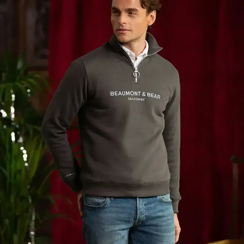 Beaumont and Bear Kingswear Limited Edition Unisex Quarter Zip Charcoal