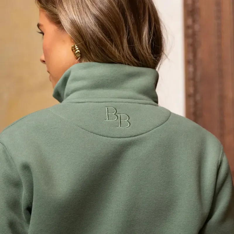 Beaumont and Bear Kingswear Unisex Quarter Zip Sweatshirt Fern-1