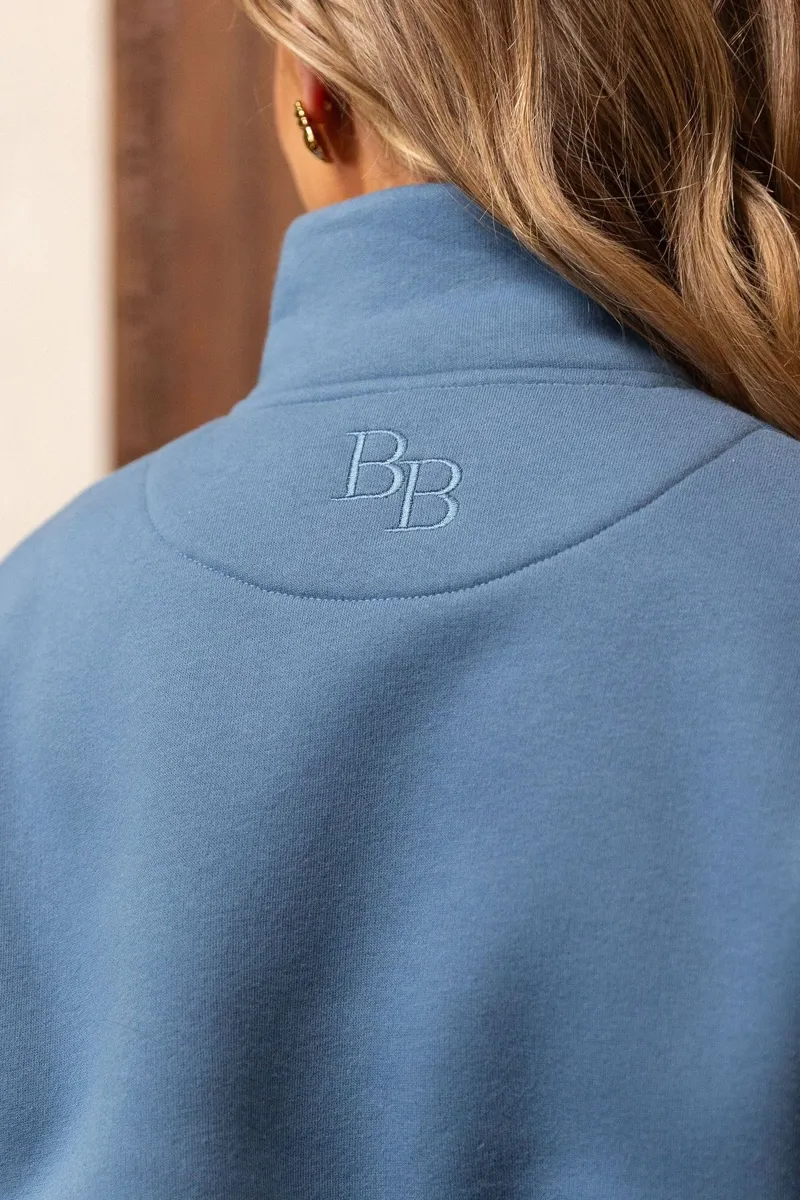Beaumont and Bear Kingswear Unisex Quarter Zip Sweatshirt Village Blue-3
