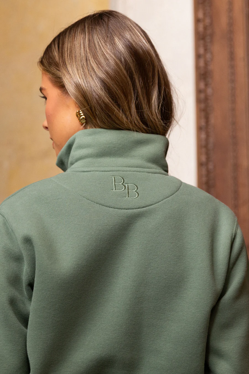 Beaumont and Bear Kingswear Unisex Quarter Zip Sweatshirt Fern-1