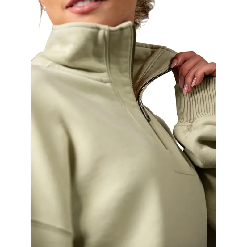 Beaumont and Bear Landscove Women's Pocketed Quarter Zip in Moss Green-2