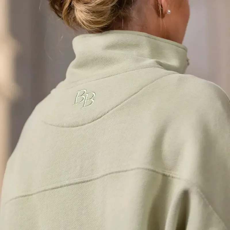 Beaumont and Bear Landscove Women's Pocketed Quarter Zip in Moss Green-3
