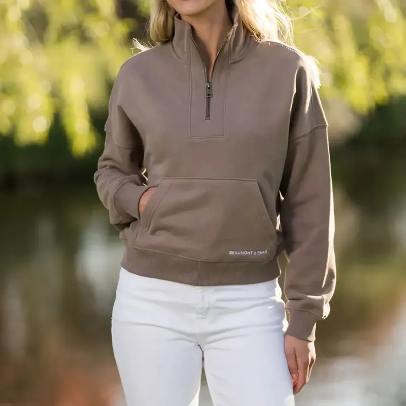 Beaumont and Bear Landscove Women's Pocketed Quarter Zip in Otter