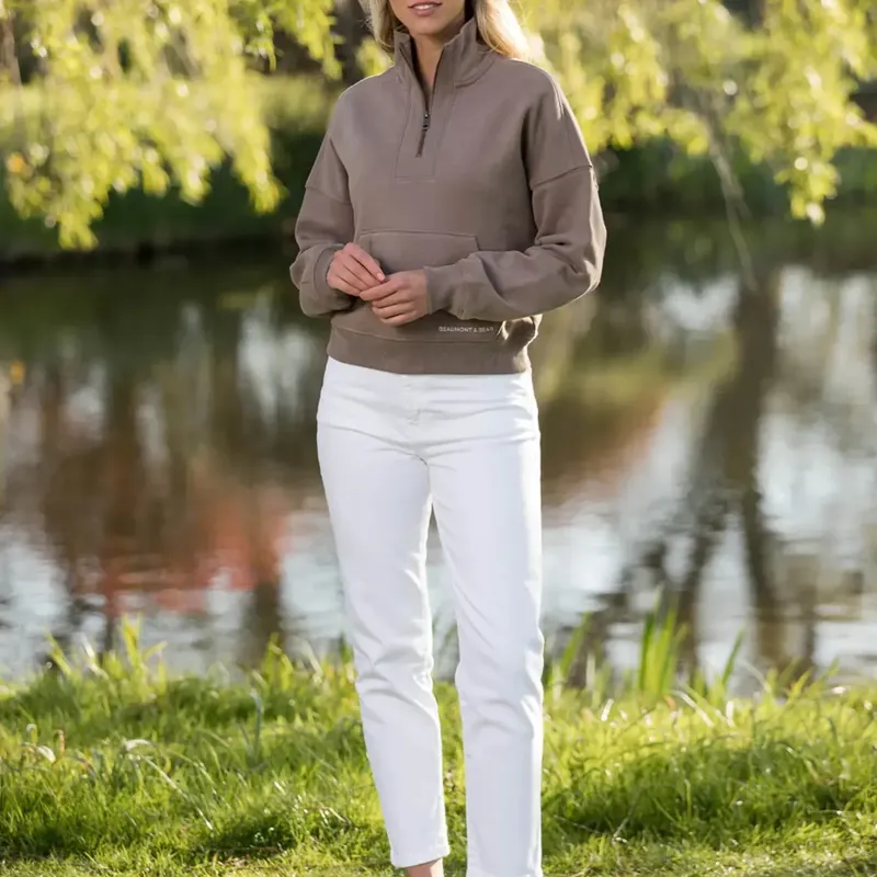 Beaumont and Bear Landscove Women's Pocketed Quarter Zip in Otter-1