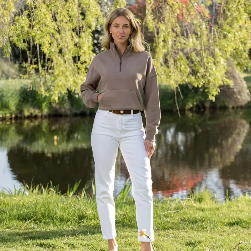 Beaumont and Bear Landscove Women's Pocketed Quarter Zip in Otter-5