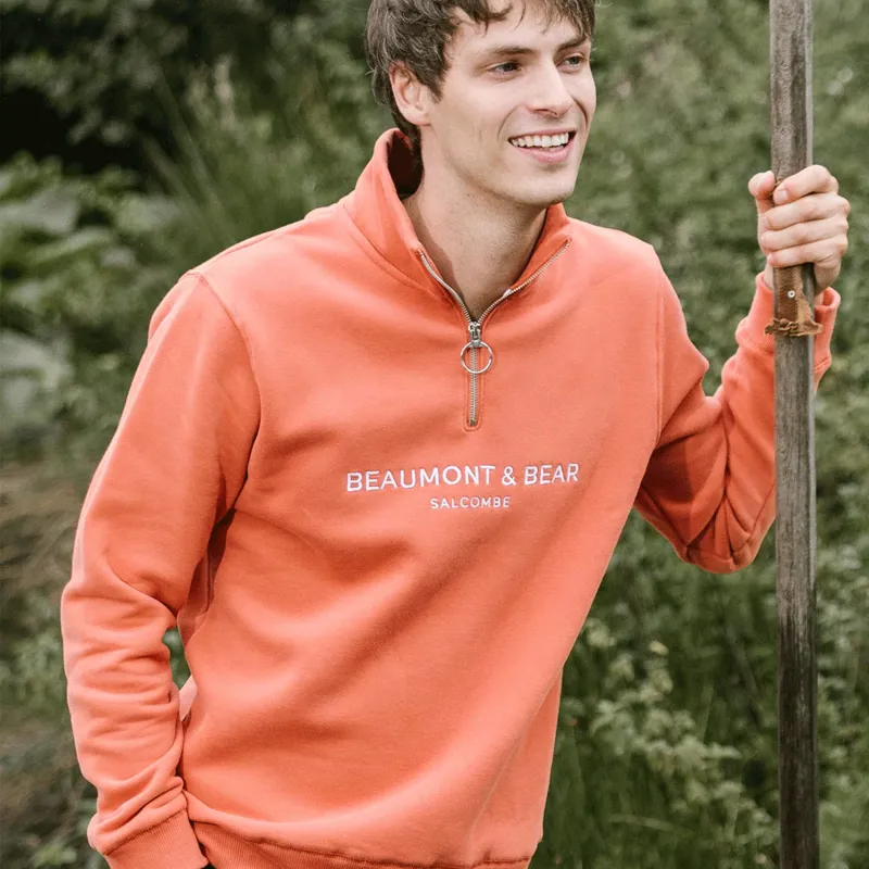 Beaumont and Bear Kingswear Unisex Quarter Zip Burnt Orange