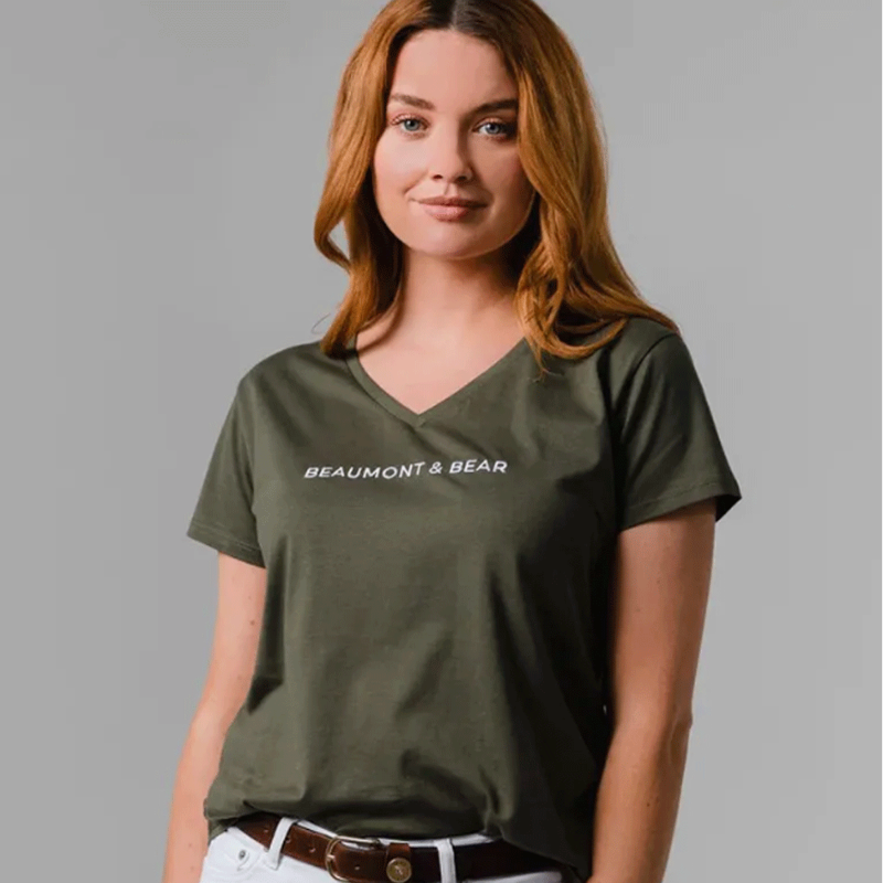 Beaumont and Bear Shadycombe V-Neck T-Shirt Khaki