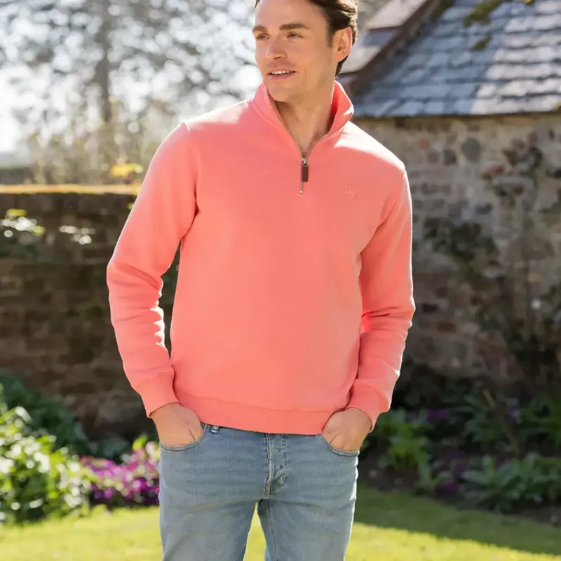 Beaumont and Bear Tuckenhay Unisex Quarter Zip Flamingo-1