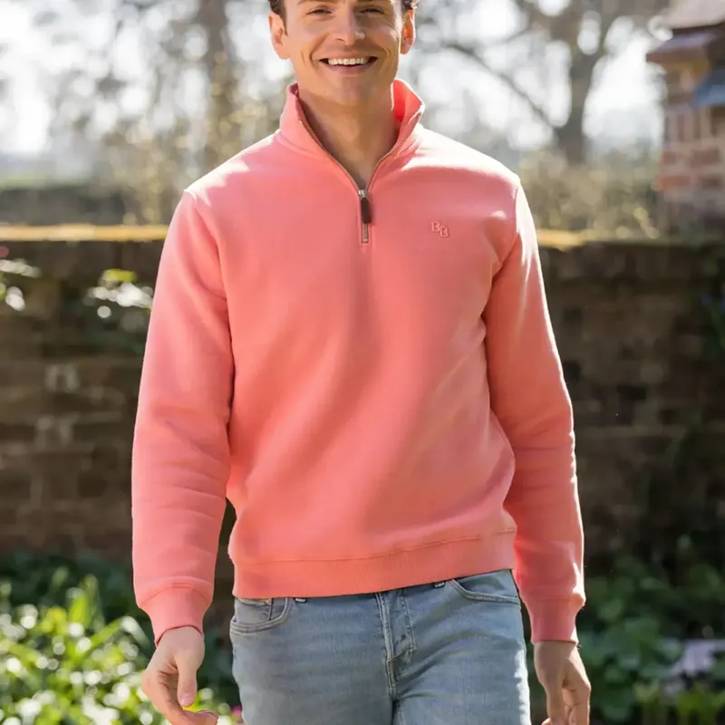 Beaumont and Bear Tuckenhay Unisex Quarter Zip Flamingo-2