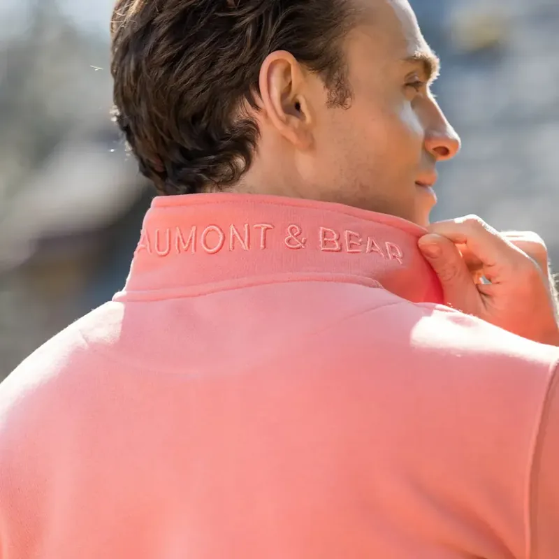 Beaumont and Bear Tuckenhay Unisex Quarter Zip Flamingo-4