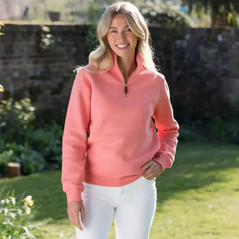 Beaumont and Bear Tuckenhay Unisex Quarter Zip Flamingo-6