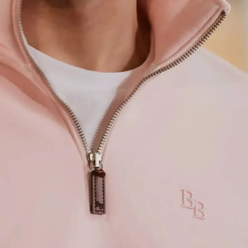 Beaumont and Bear Tuckenhay Unisex Quarter Zip Pastel Pink-2