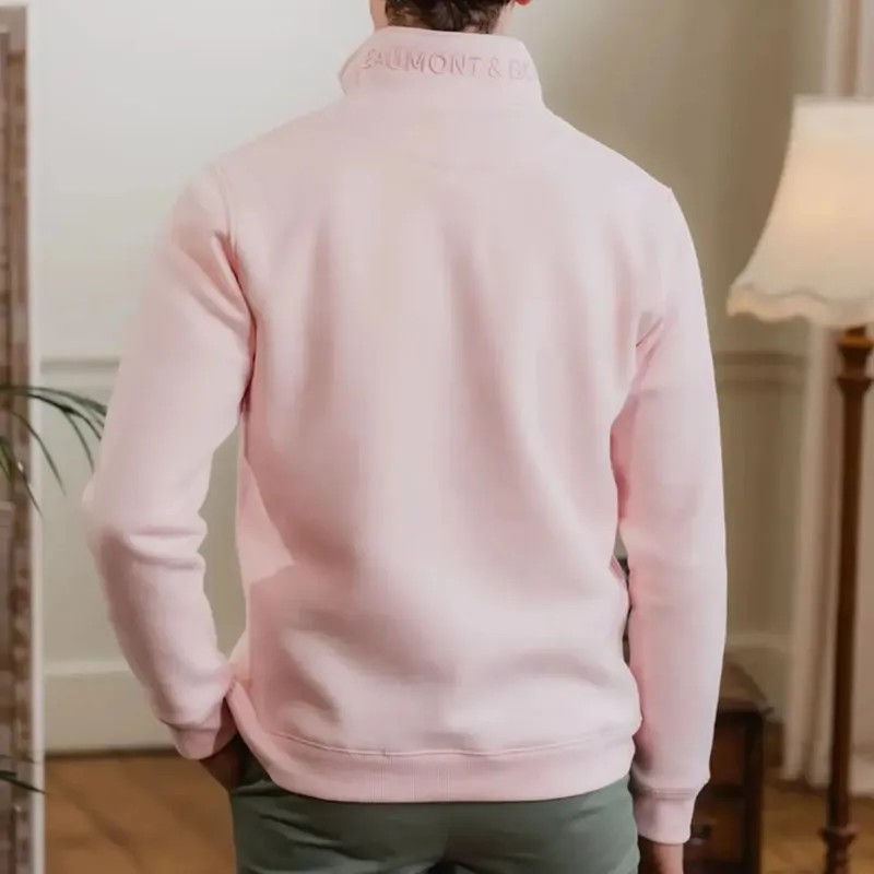 Beaumont and Bear Tuckenhay Unisex Quarter Zip Pastel Pink-4