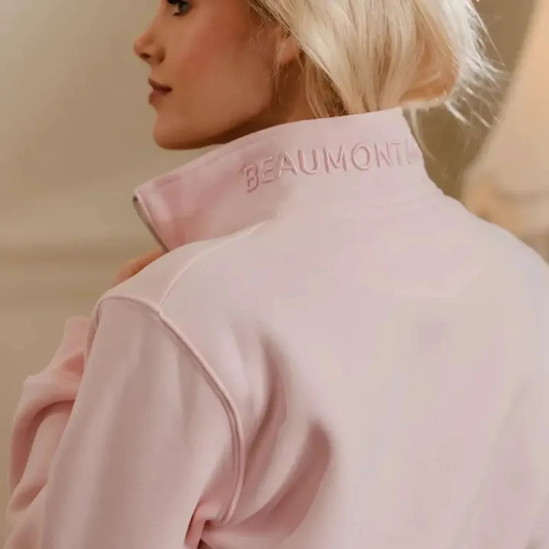 Beaumont and Bear Tuckenhay Unisex Quarter Zip Pastel Pink-5