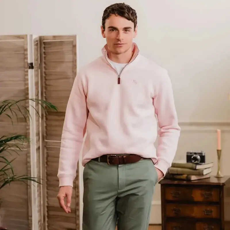 Beaumont and Bear Tuckenhay Unisex Quarter Zip Pastel Pink-6