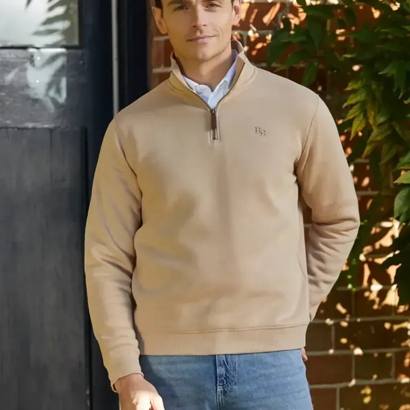 Beaumont and Bear Tuckenhay Unisex Quarter Zip Sand