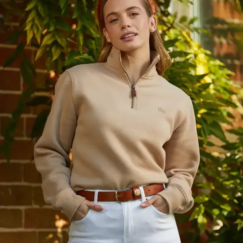 Beaumont and Bear Tuckenhay Unisex Quarter Zip Sand-1