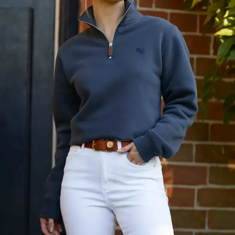 Beaumont and Bear Tuckenhay Unisex Quarter Zip Washed Navy-2