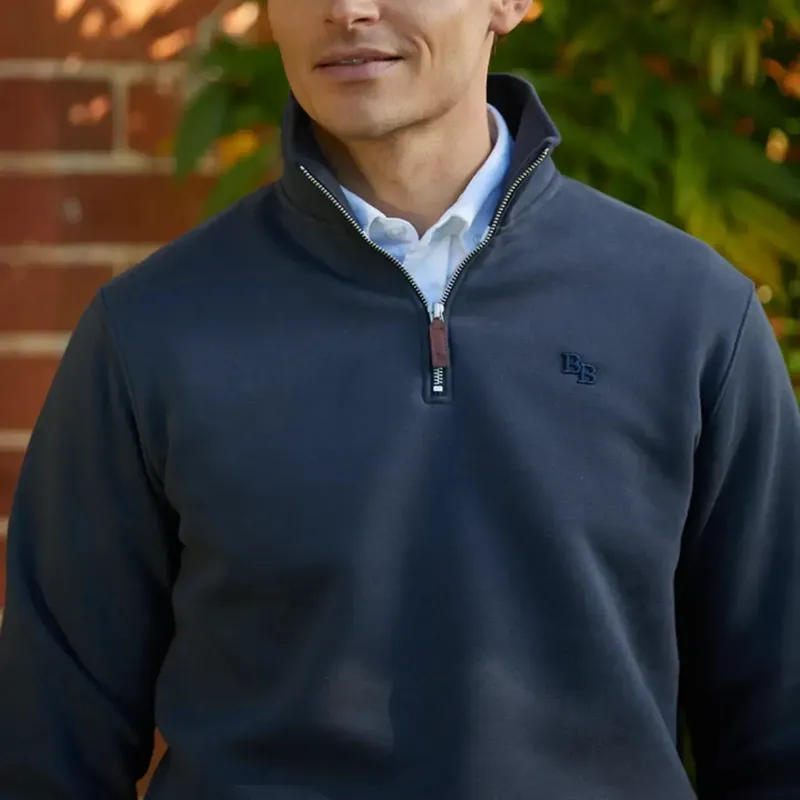 Beaumont and Bear Tuckenhay Unisex Quarter Zip Washed Navy-3