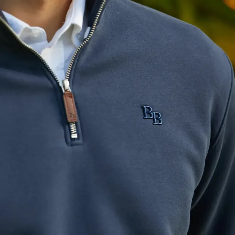 Beaumont and Bear Tuckenhay Unisex Quarter Zip Washed Navy-4