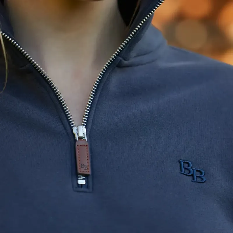 Beaumont and Bear Tuckenhay Unisex Quarter Zip Washed Navy-5