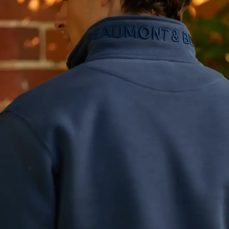 Beaumont and Bear Tuckenhay Unisex Quarter Zip Washed Navy-8