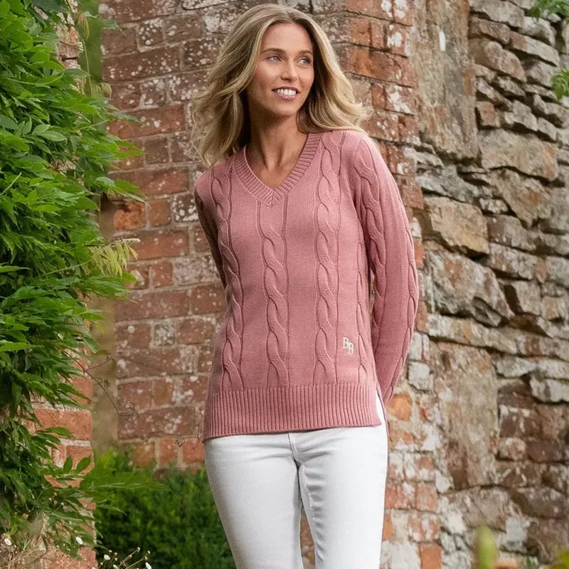 Beaumont and Bear Women's Collaton Cable Knitted Jumper Antique Rose