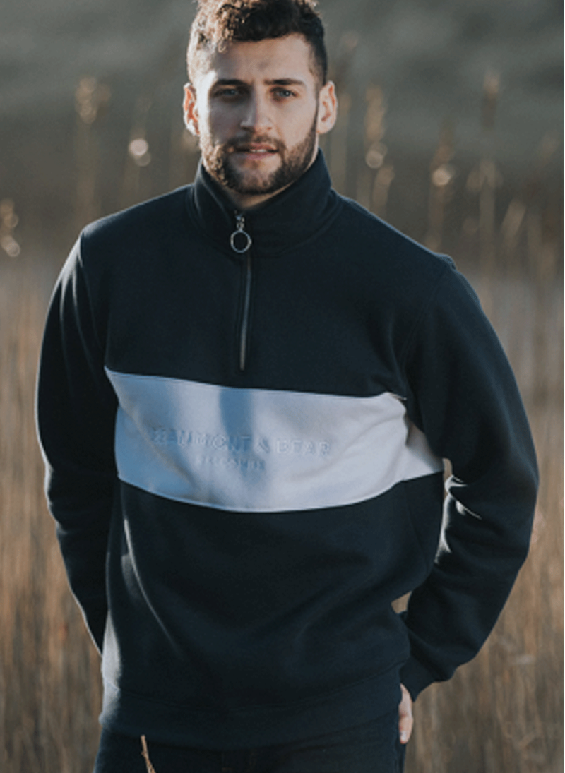 Beaumont and Bear Cliff Road Quarter Zip Navy-1