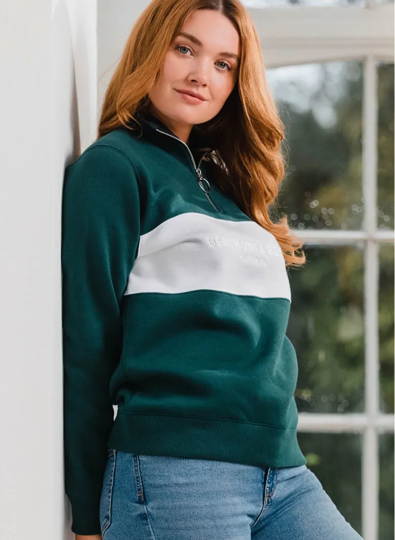 Beaumont and Bear Cliff Road Quarter Zip Petrol