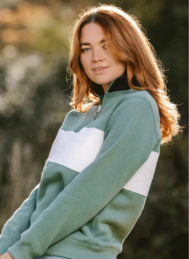 Beaumont and Bear Cliff Road Quarter Zip Sea Green