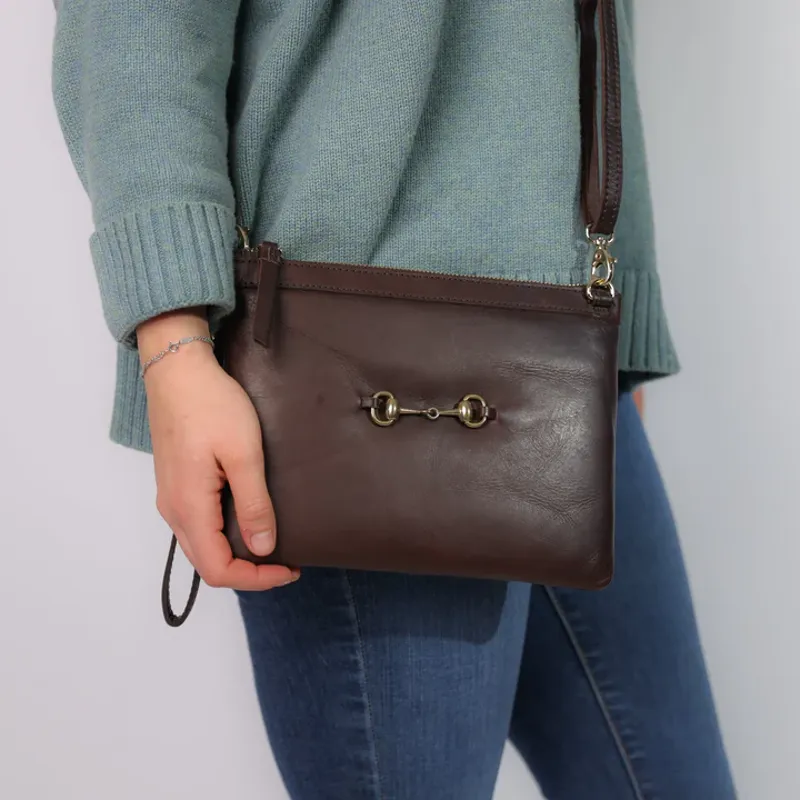 Hicks and Hides Charlton Bit Clutch Bag Brown-4