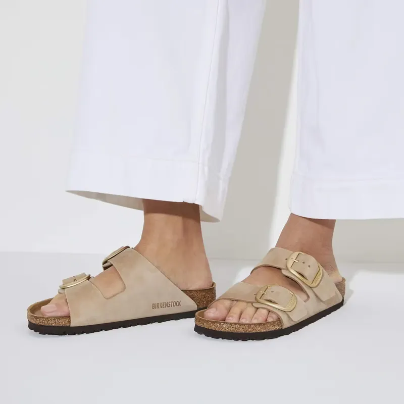 Birkenstock Arizona Big Buckle Nubuck Leather Sandal in Sandcastle-7