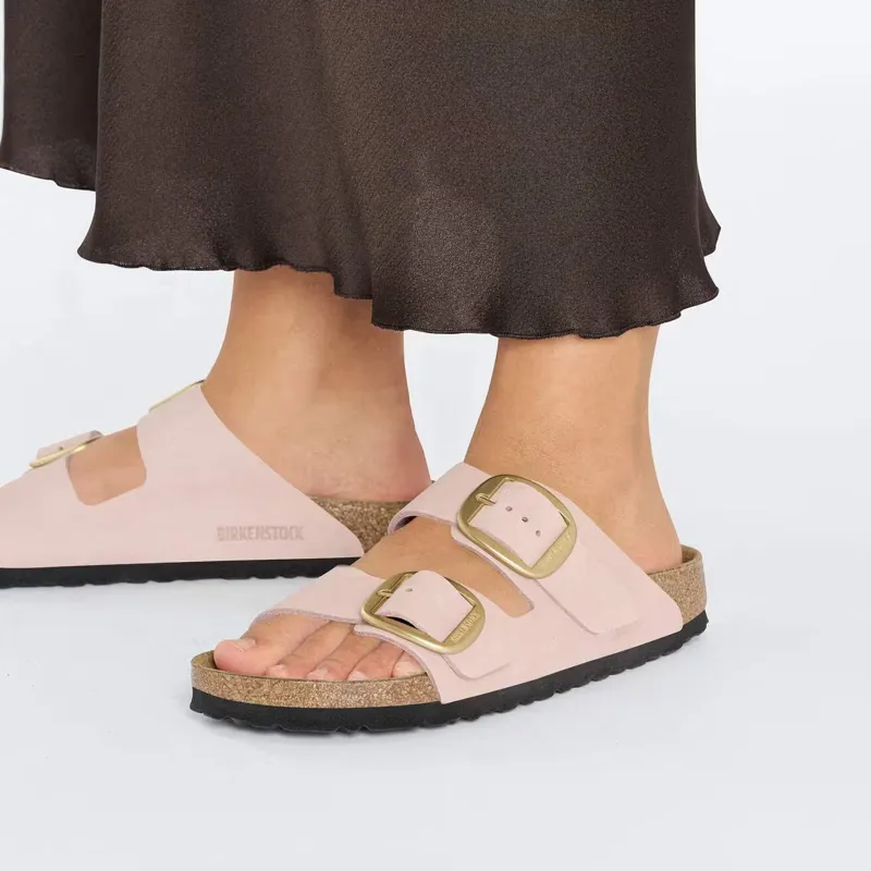 Birkenstock Arizona Big Buckle Nubuck Leather Sandal Narrow in Pink-7