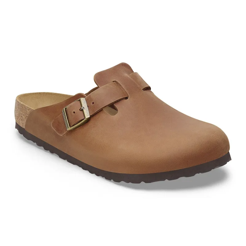 Birkenstock Boston Natural Leather Oiled Clogs Regular Fit in Cognac-1