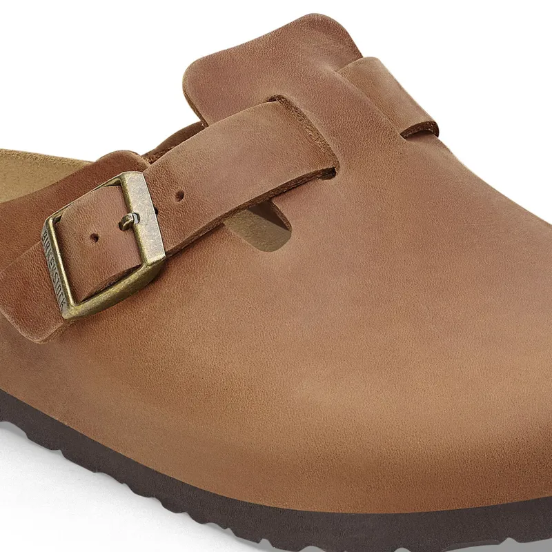 Birkenstock Boston Natural Leather Oiled Clogs Regular Fit in Cognac-5