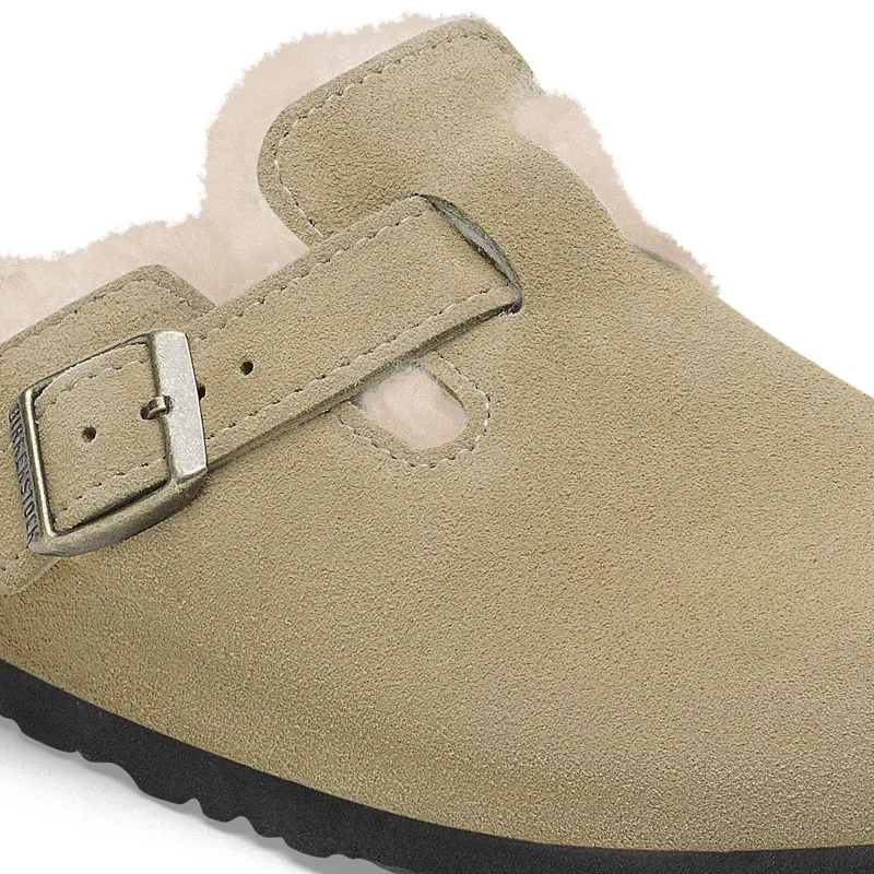 Birkenstock Boston Shearling Suede Leather Regular Fit in Taupe-5
