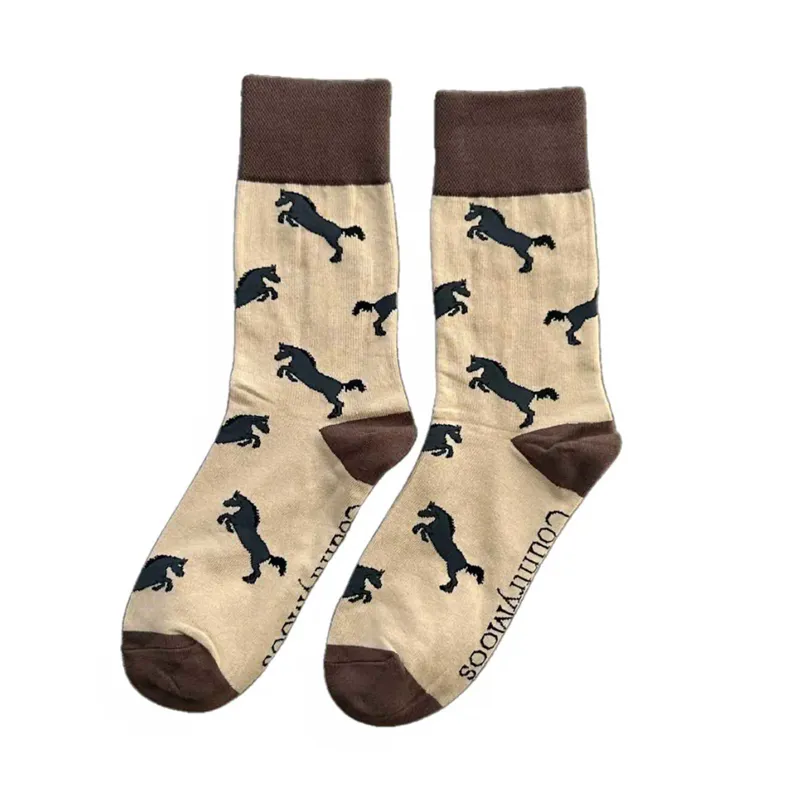 Country Moos Black Horse Crew Socks UK3.5 - 6