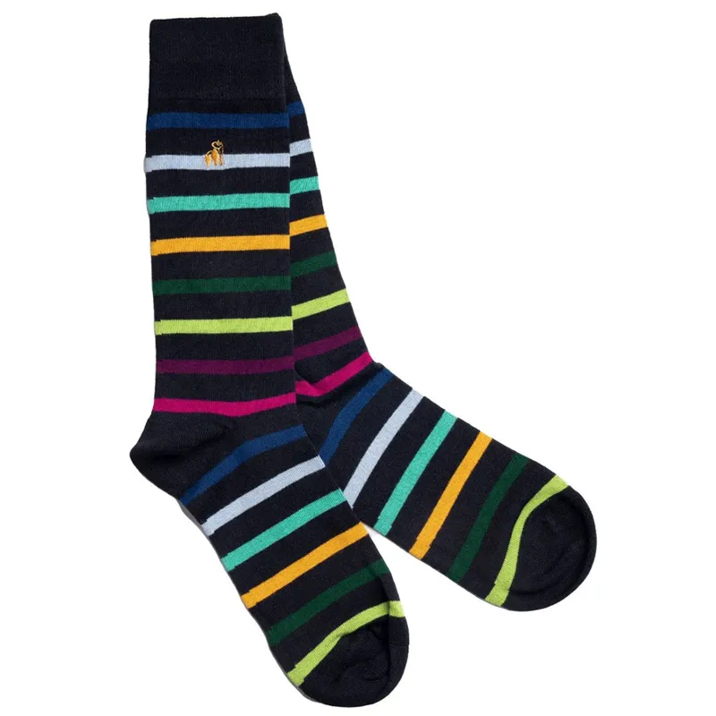 Swole Panda Men's Socks Black Small Stripe