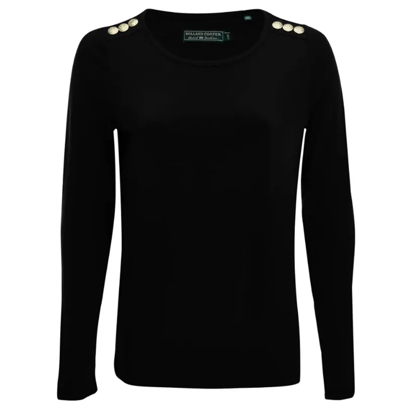 Holland Cooper Long Sleeve Crew Neck Tee Black