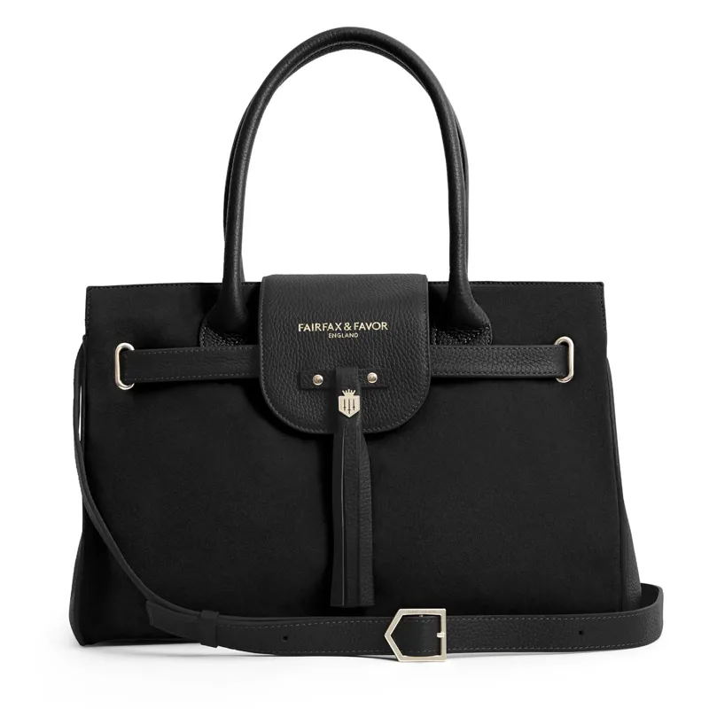 Fairfax and Favor Windsor Handbag Leather Suede Black