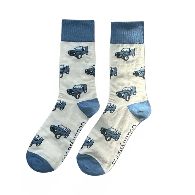 Country Moos Blue Land Rover Crew Socks UK3.5 - 6