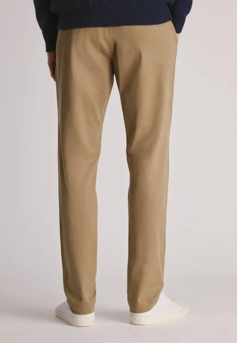 Brook Taverner Regular Fit Bolt Italian Fine Twill Stretch Cotton Chinos Sand-1