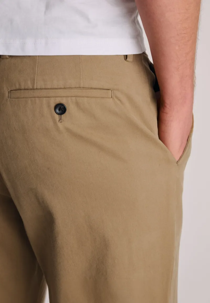 Brook Taverner Regular Fit Bolt Italian Fine Twill Stretch Cotton Chinos Sand-2