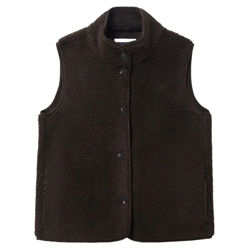 Crew Clothing Borg Gilet in Chocolate