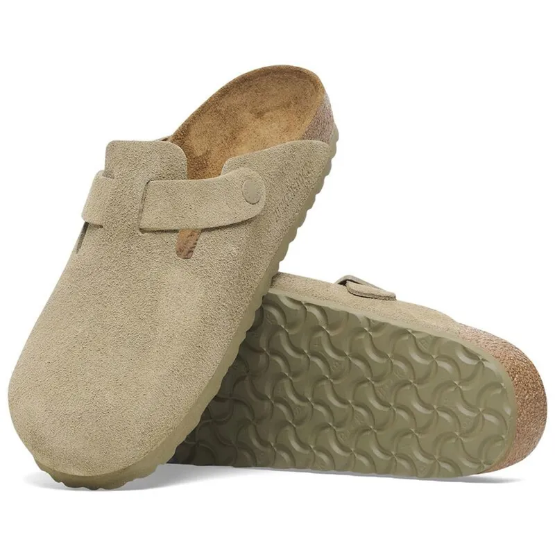 Birkenstock Boston Suede Leather Faded Khaki