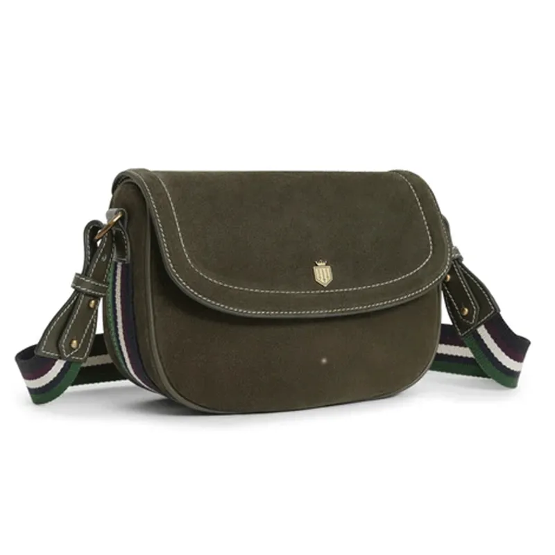Fairfax and Favor Boston Handbag Moss Green Suede
