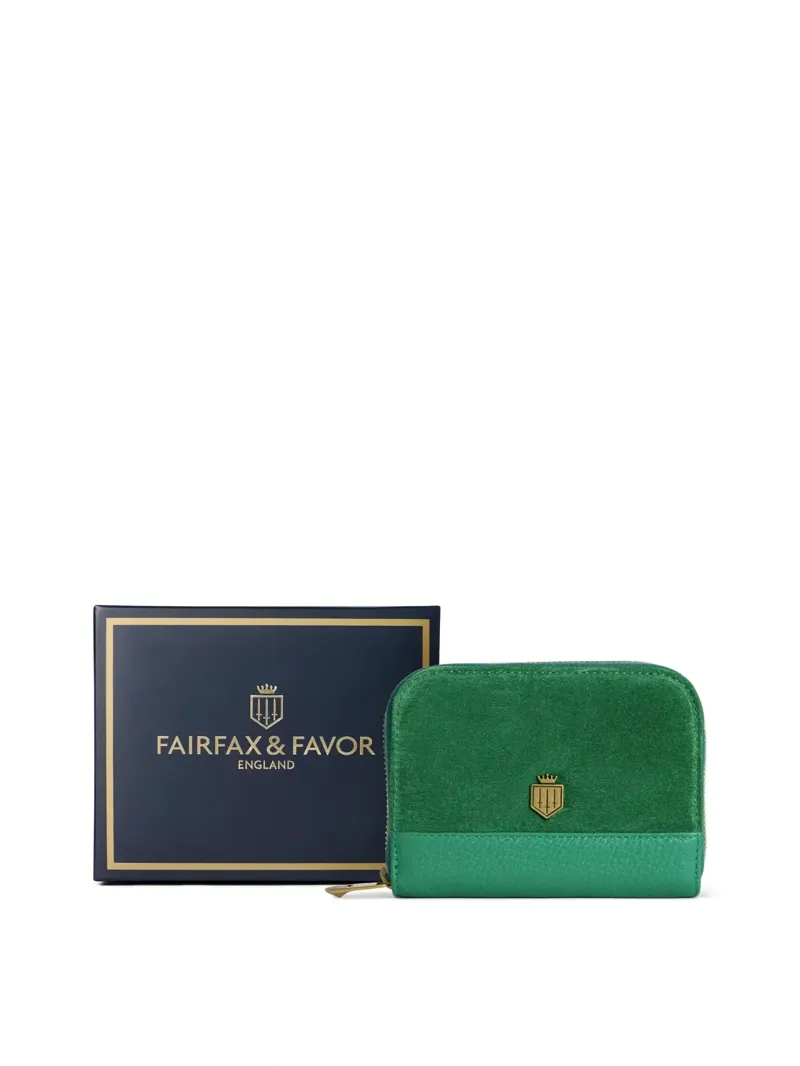 Fairfax and Favor Mini Salisbury Purse Clover Green Suede-4