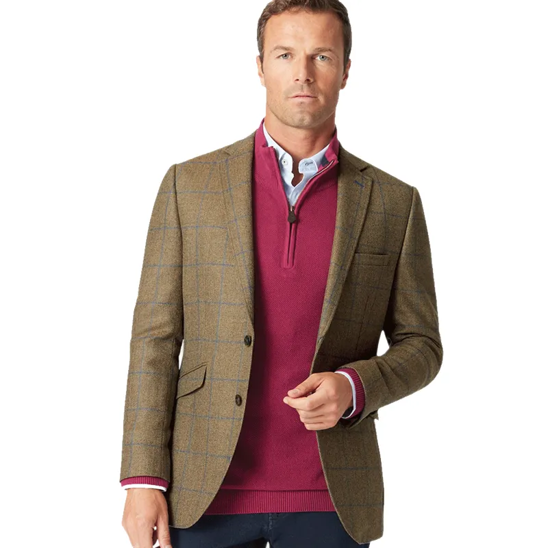 Brook Taverner Tailored Fit Breedon Fern Check Wool Jacket